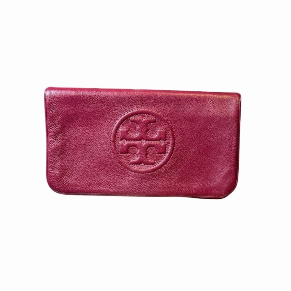 Tory Burch Burgundy Reva Bombe Convertible Clutch Shoulder Bag